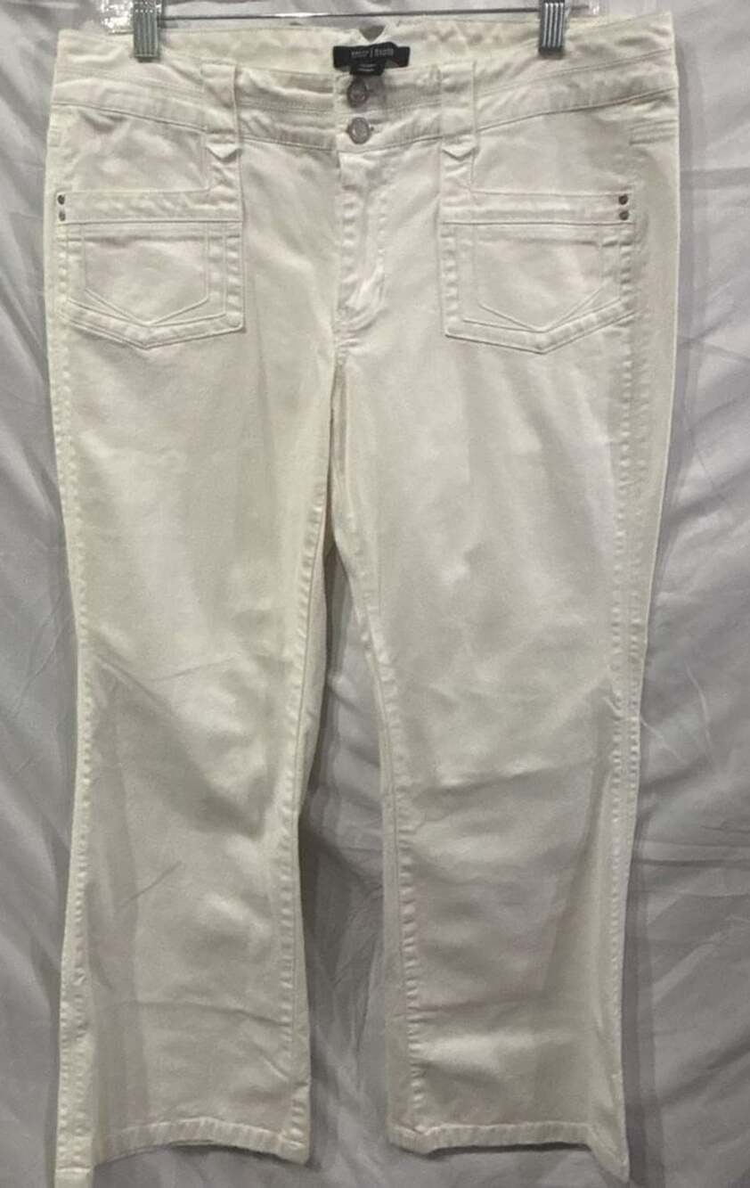 Women’s White House Black Market White Denim Utility Pocket Pants Size 12R